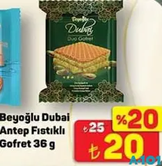 BEYOĞLU DUBAİ ANTEP FISTIKLI GOFRET 36 G BEYOĞLU DUBAİ ANTEP FISTIKLI GOFRET 36 G